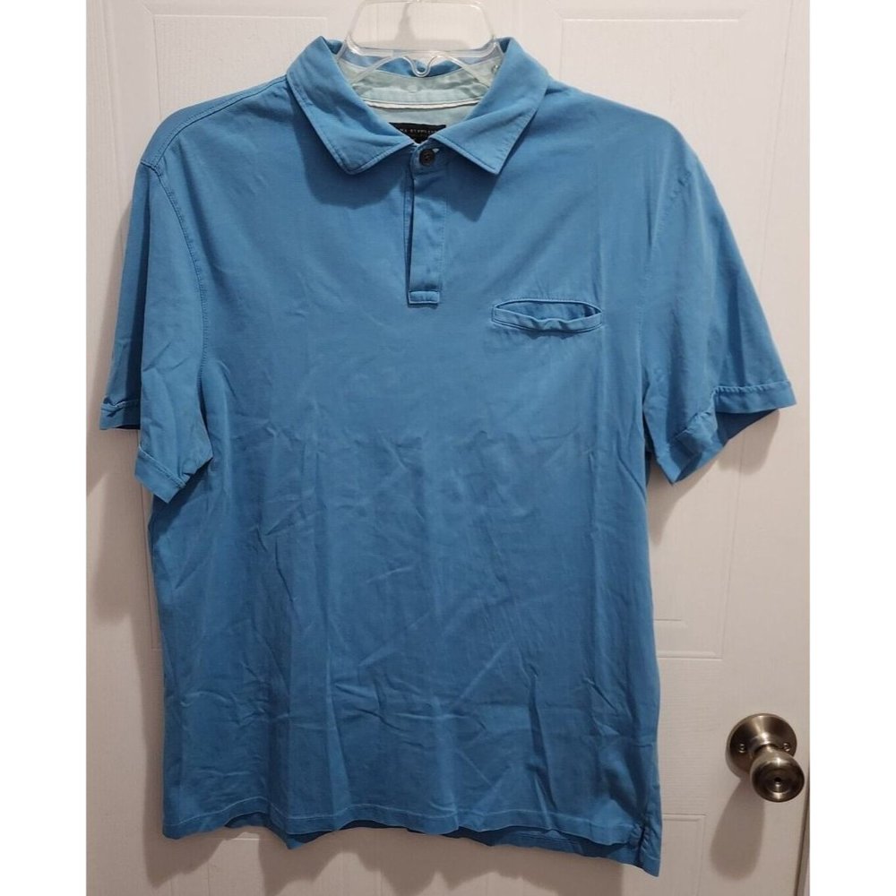 Banana Republic Short Sleeve Polo Shirt Men's‎ Size Medium 100% Pima Cotton Blue